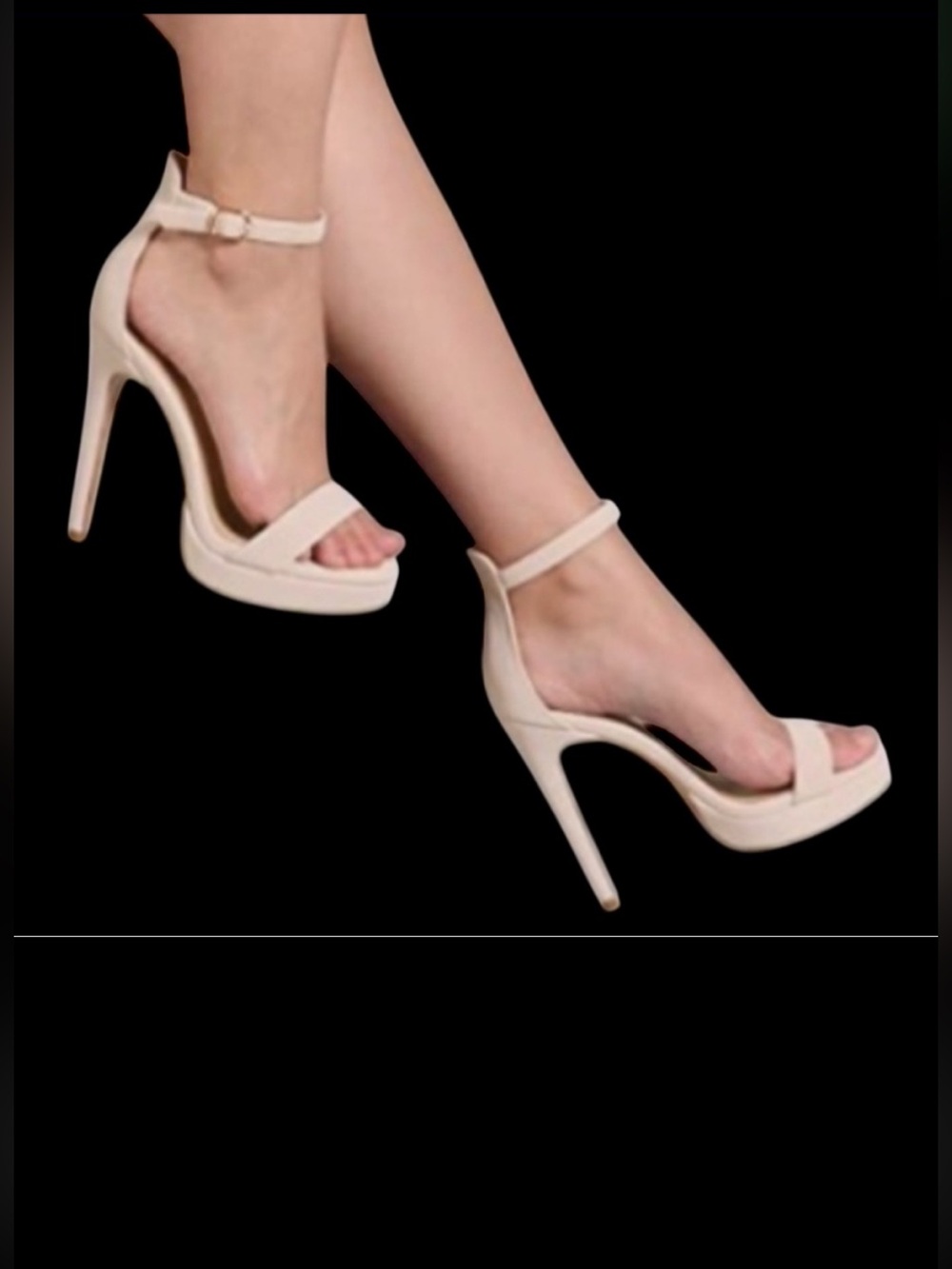 IDIFU Beige Nude Neutral Faux Suede Stiletto  Platform Ankle Strap Open Toe Shoe